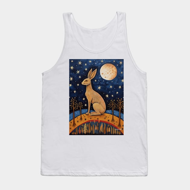 Moonlit Reverie: The Hare's Serenity Tank Top by thewandswant